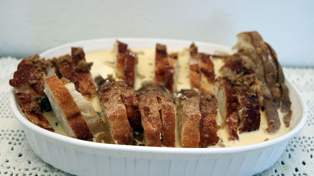 Florida Orange Bread and Butter Pudding - Pour Custard