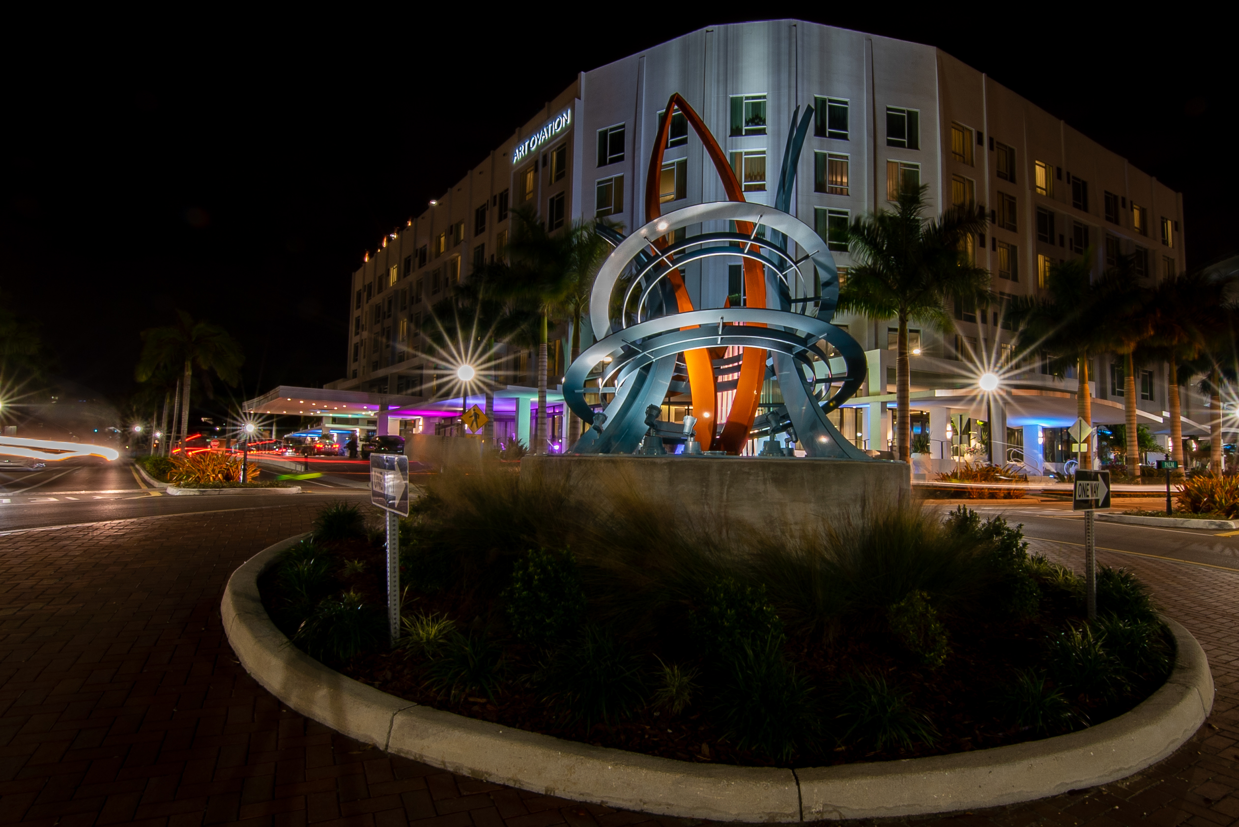 
This roundabout in downtown Sarasota's arts district features a sculpture called 'Jumping Fish' by artist Jeffrey Laramore (Photo courtesy: City of Sarasota)
