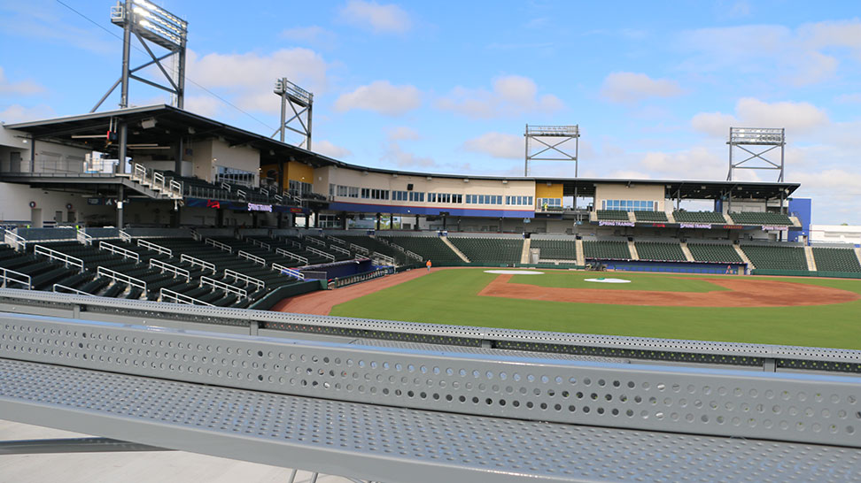 
Drink rails like this one line the stadium for fans to stop and
watch the action from anywhere! [Photo: Visit Sarasota County]
