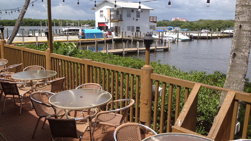 
Outside deck at Turtles on Little Sarasota Bay
