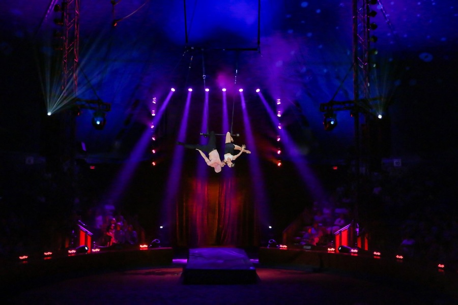 circus performings hanging under the tent in sarasota fl