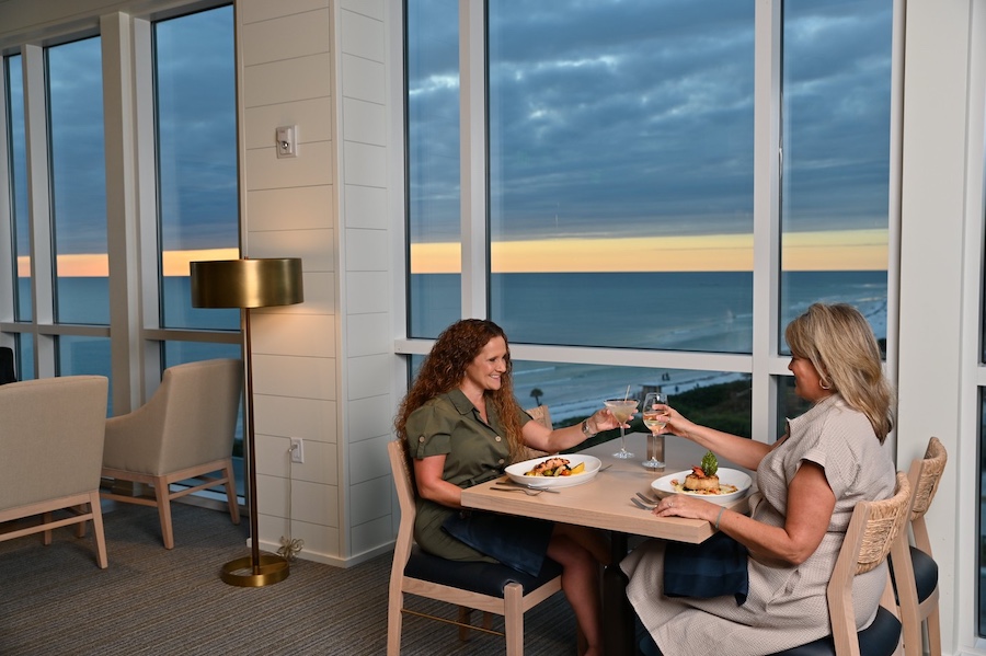 drift kitchen dinner at sunset