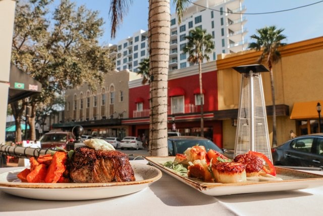 surf and turf entrees at a downtown sarasota restaurant