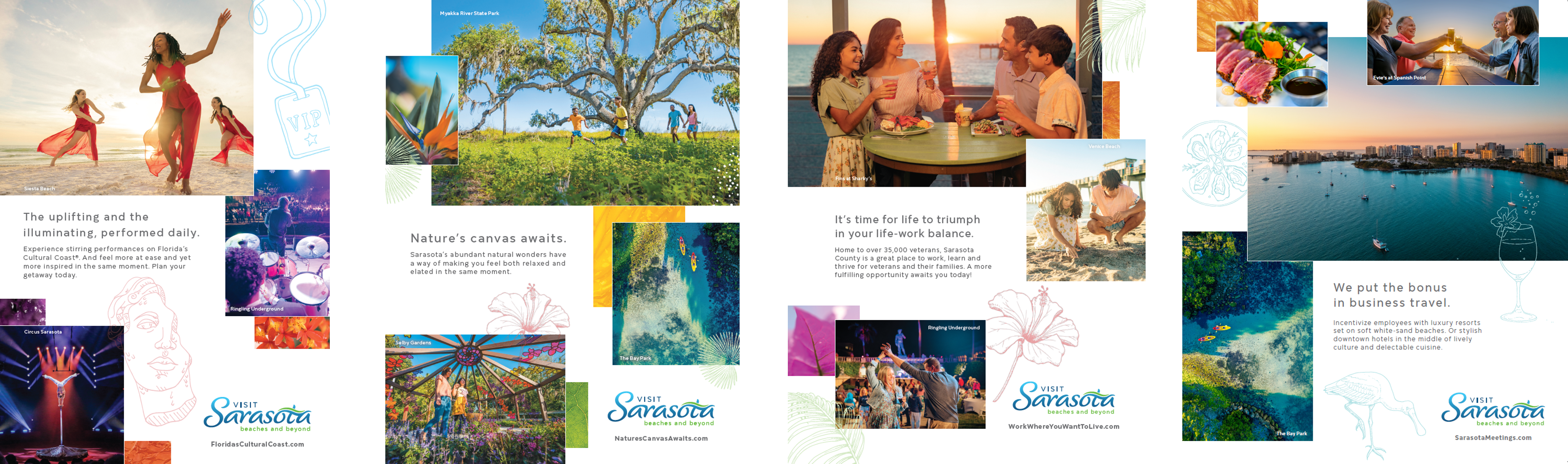Arts & culture, outdoors & nature, relocation and meetings ads