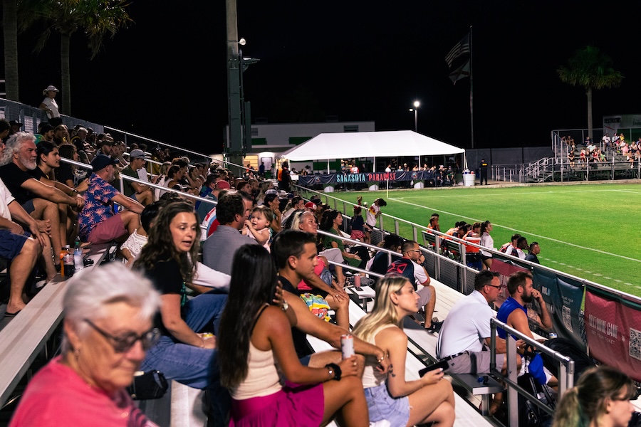 fans in the stands at sarasota paradise soccer game