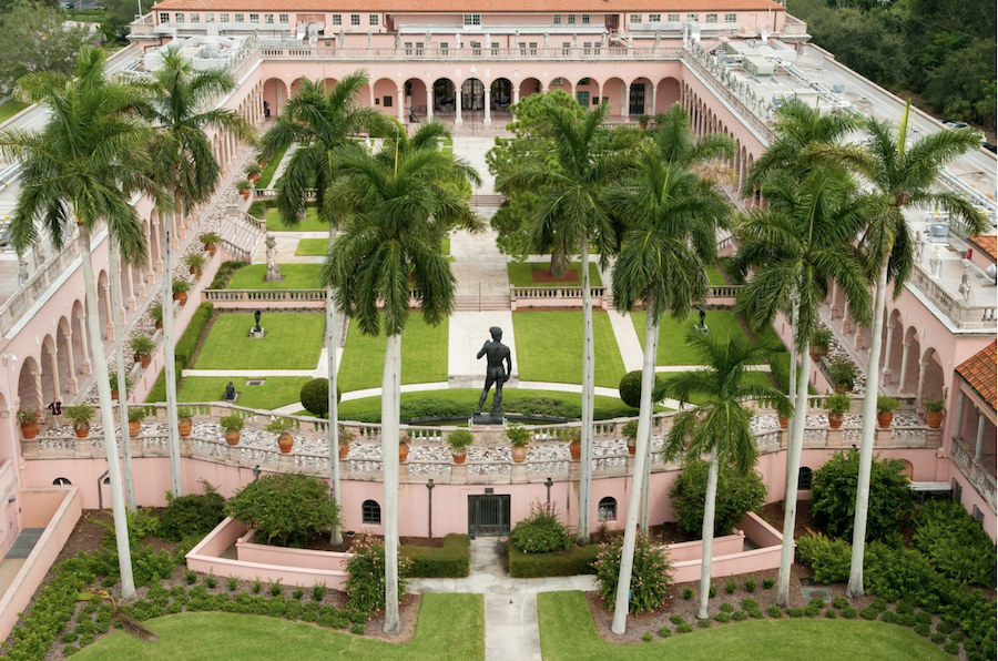 the courtyard of the ringling for wedding reception and ceremony