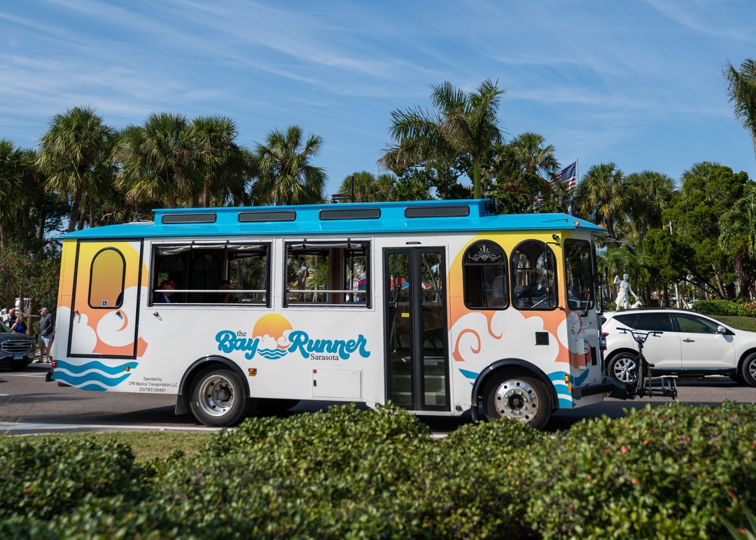 riding the bayrunner around st armands circle on lido key