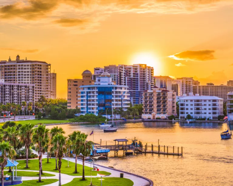 Sunset as with orange sky in Sarasota