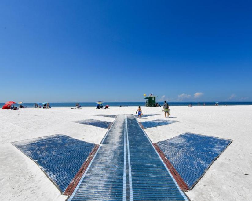 MobiMat wheelchair accessible beach mats at Siesta Key Beach, FL