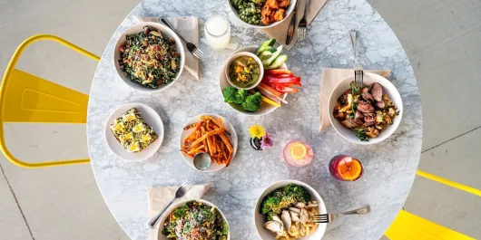 flower child dishes at the table