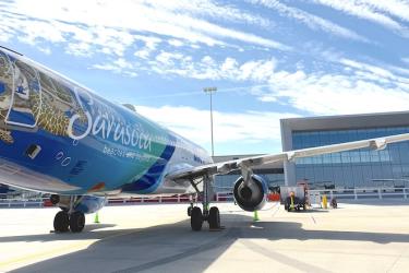 new visit sarasota wrapped allegiant airplane