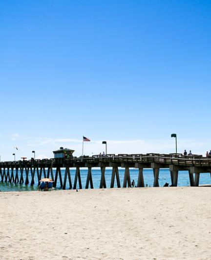 Venice Beach is one of several sandy plots to set up camp on the island