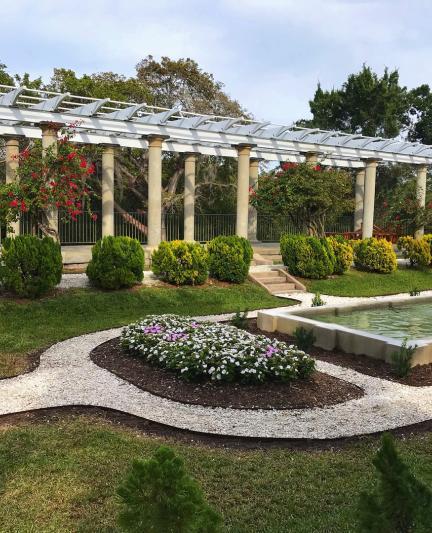 The sunken garden at Selby Gardens' Historic Spanish Point Campus