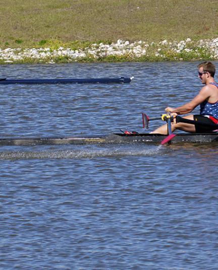 Rowing at Nathan Benderson Park.  Photo credit: Robin Draper.
