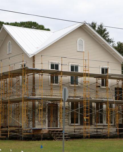 The Higel House under restoration and maintenance.