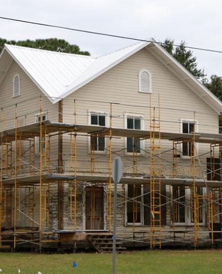 The Higel House under restoration and maintenance.
