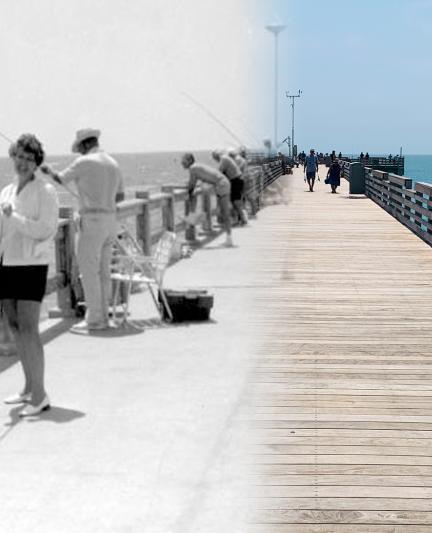 The Venice Fishing Pier in 1974 and today (Photo: State Archive of Florida)