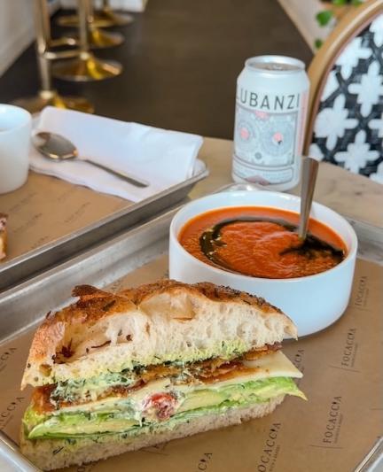 sandwich and soup at focaccia sarasota