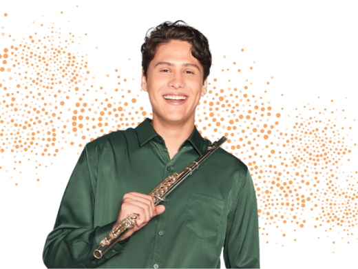 A person holding a clarinet