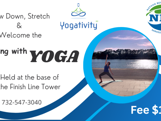 Slow down, Stretch & Welcome the Evening with Yoga. Held at the Base of the Finish Line Tower | fee: $10 | text 732.547.3040 your email address & full name for more info 