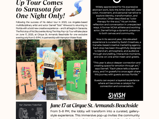 Solo the Artist Pop-Up Tour Comes to Sarasota For One Night Only!