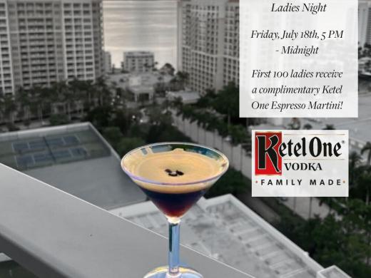 Ad for Ladies Night on July 18th from 5 PM - Midnight