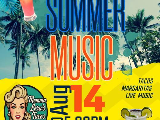 Siesta Key Palms Hotel and Tiki Bar Summer Live Music -Featuring  Bobby Schneck Local Musican & Momma Lora's Taco Food Truck 