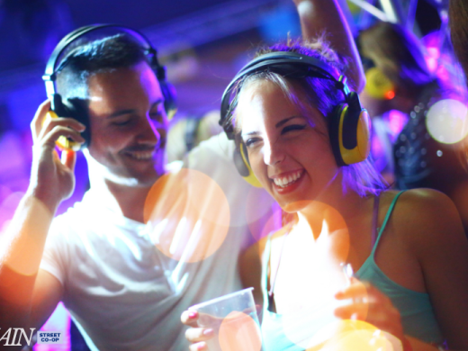 couple at a silent disco event