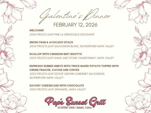 Menu for Frog's leap Wine Dinner