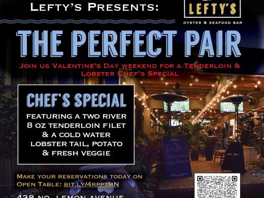 Valentine's Day weekend at Lefty's Oyster & Seafood Bar: The Perfect Pair