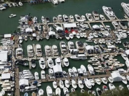 Aerial Shot of Boats at Marina Jack