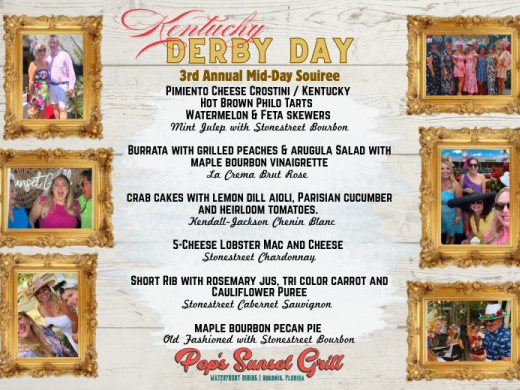 Wine & Whiskey paired dinner menu with pictured from past two years