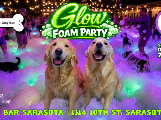 One of Sarasota’s most unique dog-friendly nightlife events featuring DJs, glow foam, cocktails, off-leash play, and music.