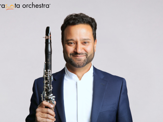 a Sarasota Orchestra clarinetist smiles