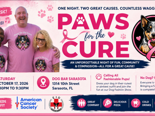 Paws for the Cure fundraiser at Dog Bar Sarasota benefiting the American Cancer Society and ELO Rescue Ranch