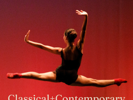 Classical plus Contemporary female ballet dance in grand jete