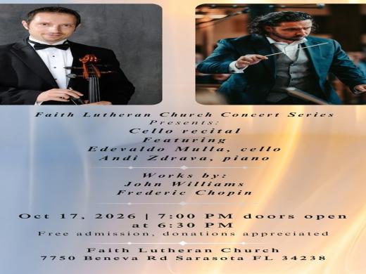 Faith Lutheran Church Concert Series presents: Cello Recital