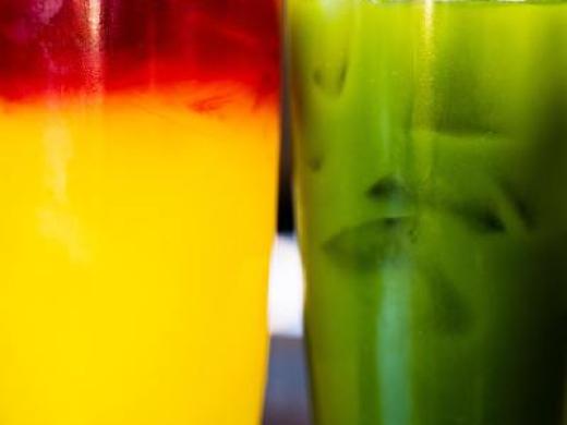 Fresh Juices: Morning Meditation and Kale Tonic - Morning Meditation: Orange, lemon, turmeric, organic ginger, agave nectar and beet.
Kale Tonic: Kale, Fuji apple, cucumber and lemon. Photo 4