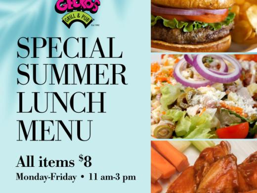 Gecko's Special Summer Lunch Menu - Gecko’s Grill & Pub’s have launched a special Summer Lunch Menu at all of our six locations.  With specials from our menu sure to delight you, including our ... Photo 10