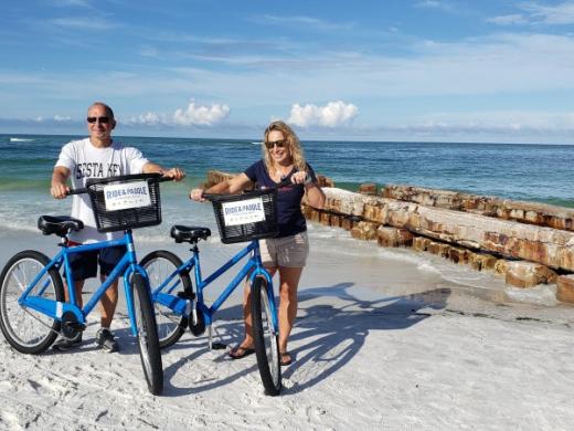 Beach Cruiser Bike Rental Couple Siesta Key Sunset Point Access 2 - Beach Cruiser Bike Rental www.RideAndPaddle.com Photo 13