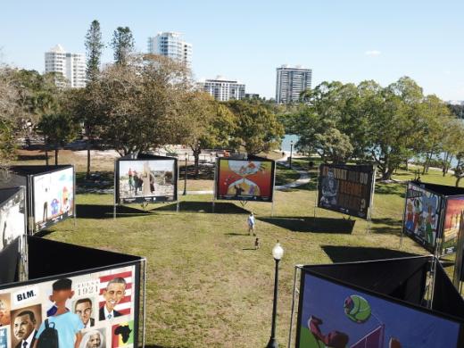 Aerial View - 2022 Exhibit - Aerial view of the 2022 Embracing Our Differences Exhibit at Bayfront Park. Photo 5
