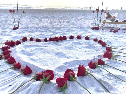 Beach Proposal - Sun Served Bespoke Picnics serves Sarasota and surrounding areas with Luxury picnics, proposals, micro-weddings, anniversaries, room decor, flower boxes, custom gifts, breakfast ba... Photo 13