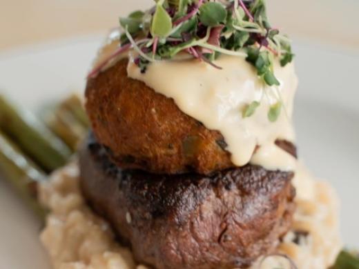 Evie's on the Bay Filet Oscar - Filet Oscar with Asparagus and a Mushroom Risotto Photo 4