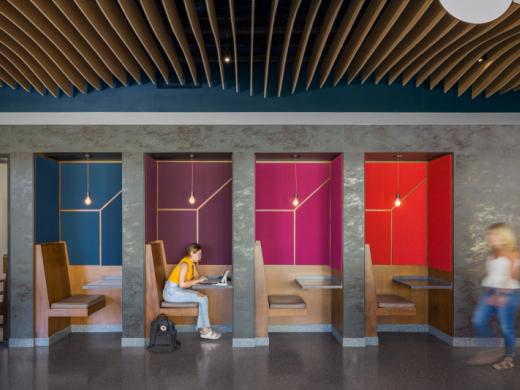 Greensboro Hall - Student studying in lounge. Photo
