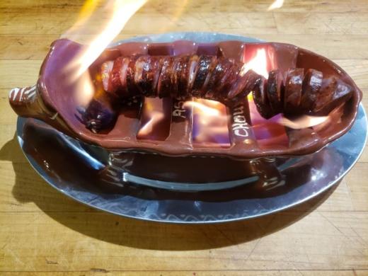 Fireman Chourico - Chourico a Bombeiro - Roasted at the table in a Portuguese Terracotta dish. Photo 2