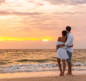 Couple on Lover's Beach Florida at Sunset