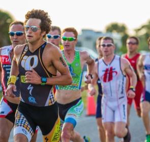 Runners compete in at triathalon.