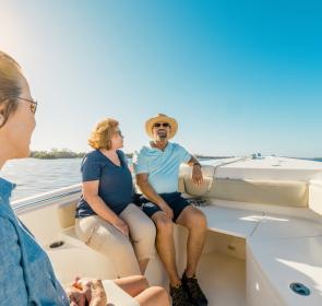 couple renting boat in sarasota