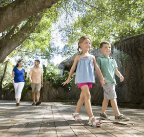 children walking to selby rainforest in sarasota