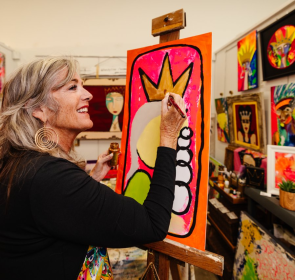 artist painting in sarasota studio